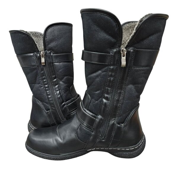 Wanderlust Gabi 2 Waterproof Moto Buckle Sherpa Black Mid Boot - Picture 4 of 14